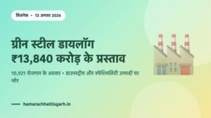 छत्तीसगढ़ इंडस्ट्री डायलॉग ऑन ग्रीन स्टील 2026 — ₹13,840 करोड़ के निवेश प्रस्ताव